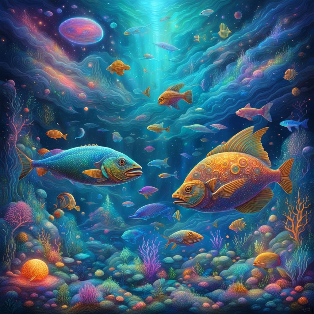 Underwater Kingdom: Holographic Cosmic Illustration