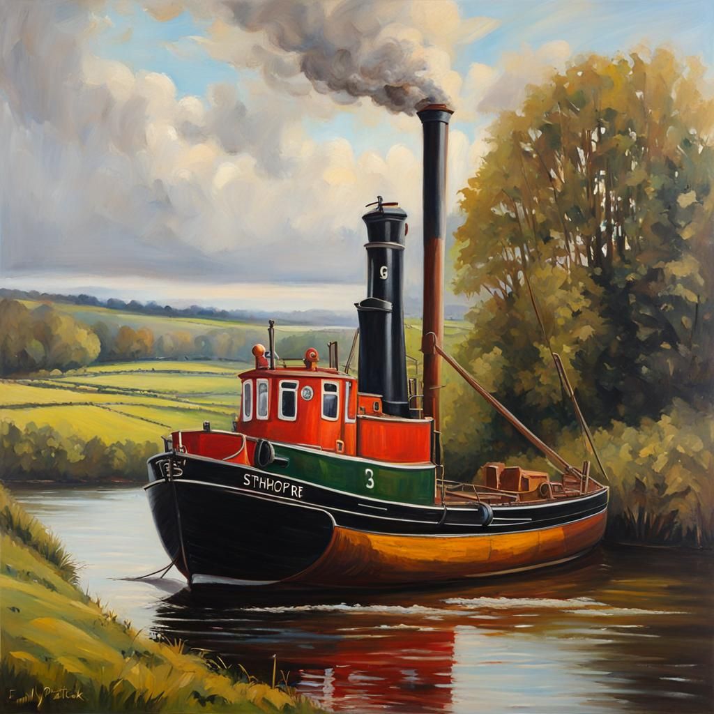 Shropshire Timber Tug: Impressionistic River Scene