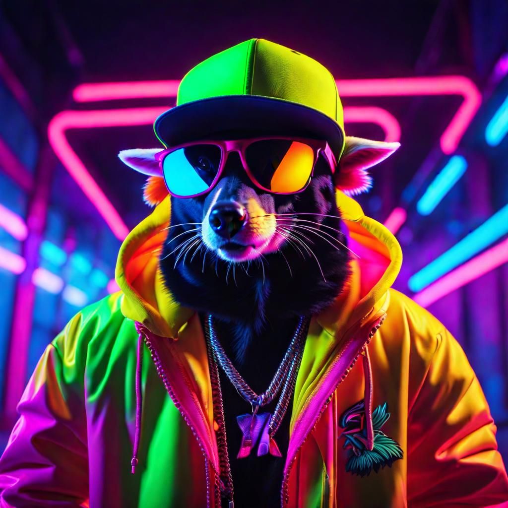Animal Rapper in Urban Streetwear with Graffiti