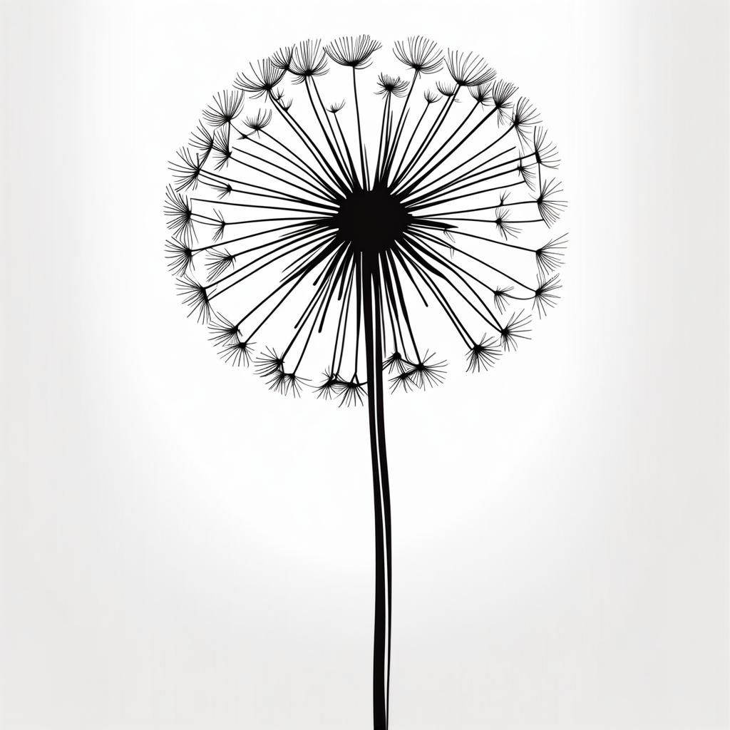 Minimalist Dandelion Line Art Macro Photograph