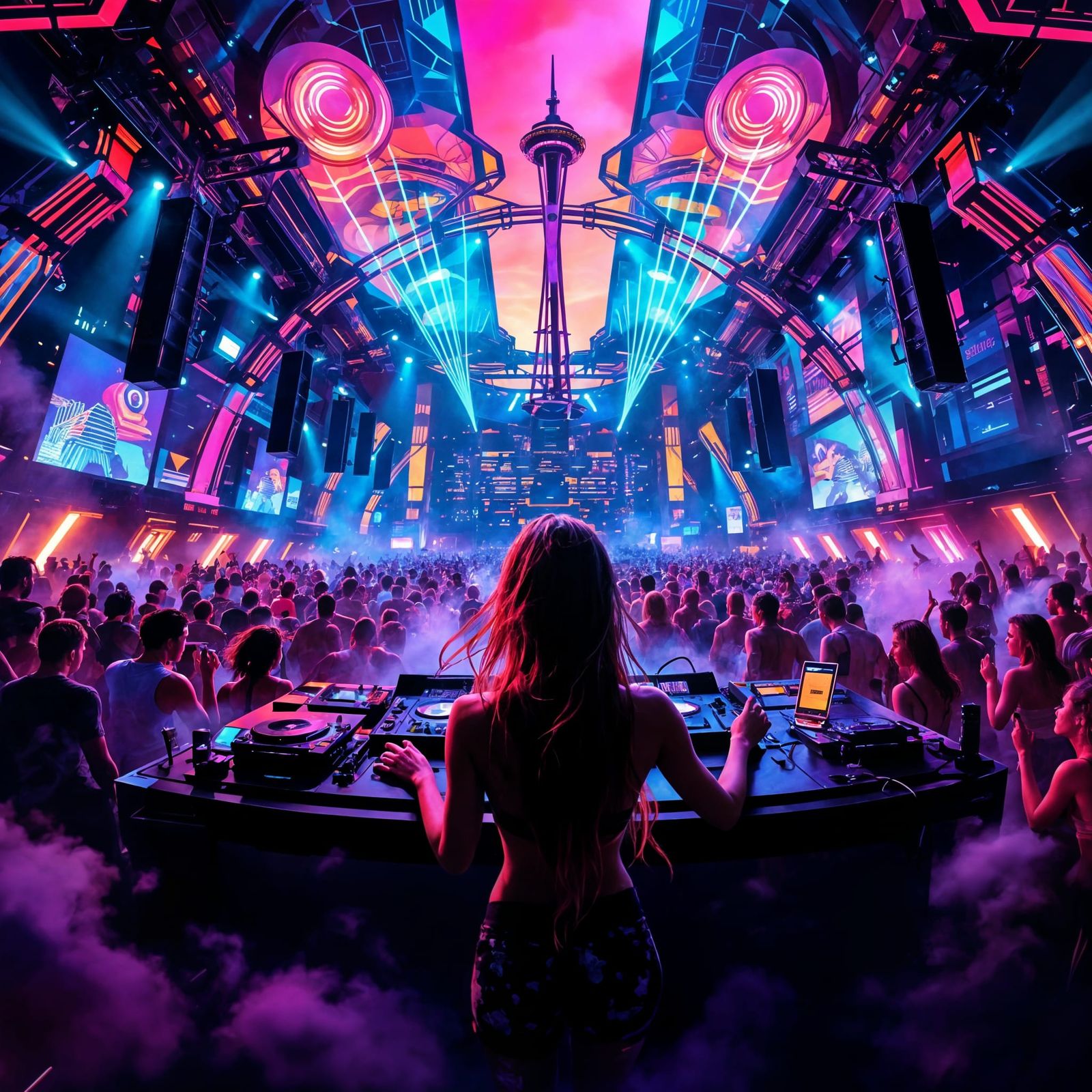 Dream rave at the Space Needle.