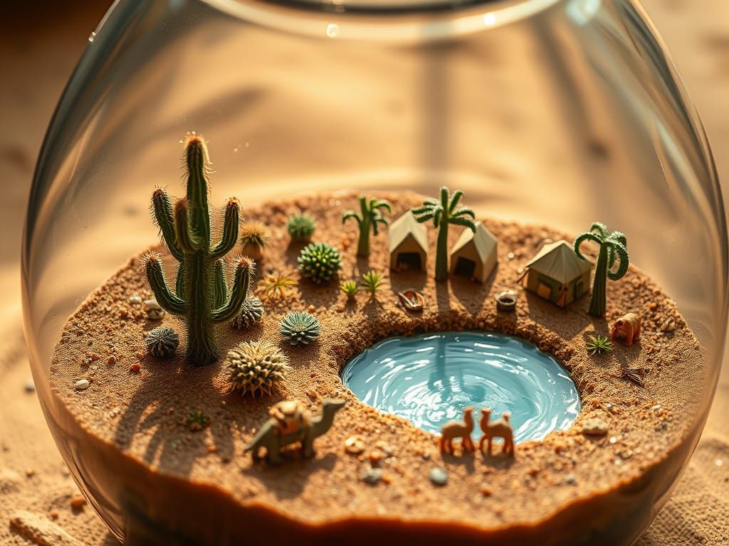 Miniature Desert Oasis Inside Terrarium