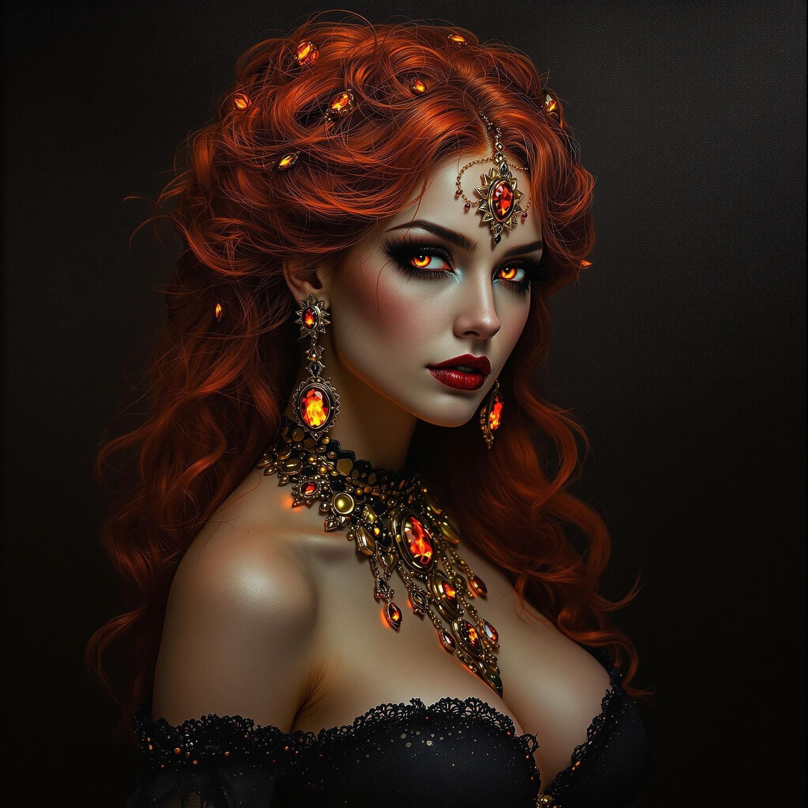 Volcanic opulence, neoclassical oil painting, portrait of a ...