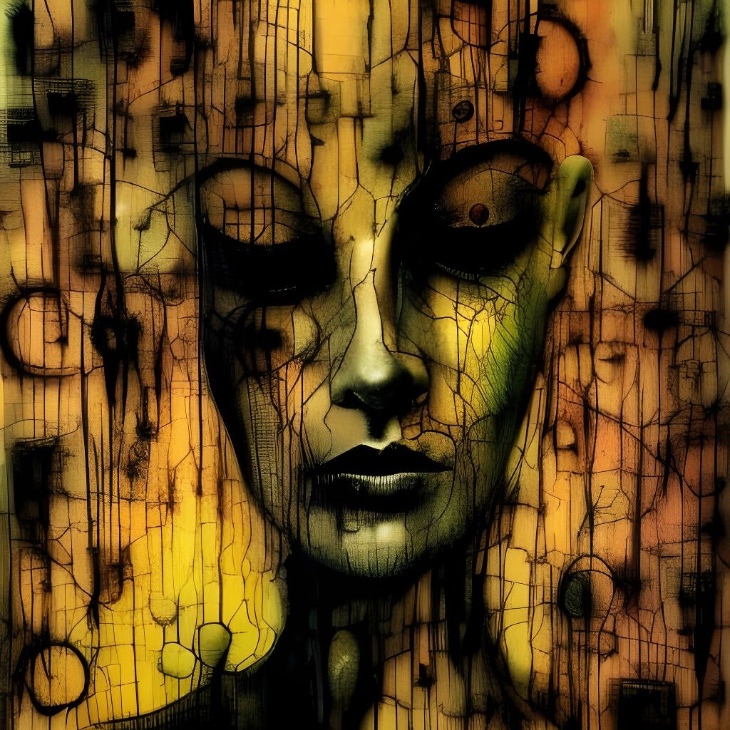 Claymation Portrait with Ink Drips in McKean Style