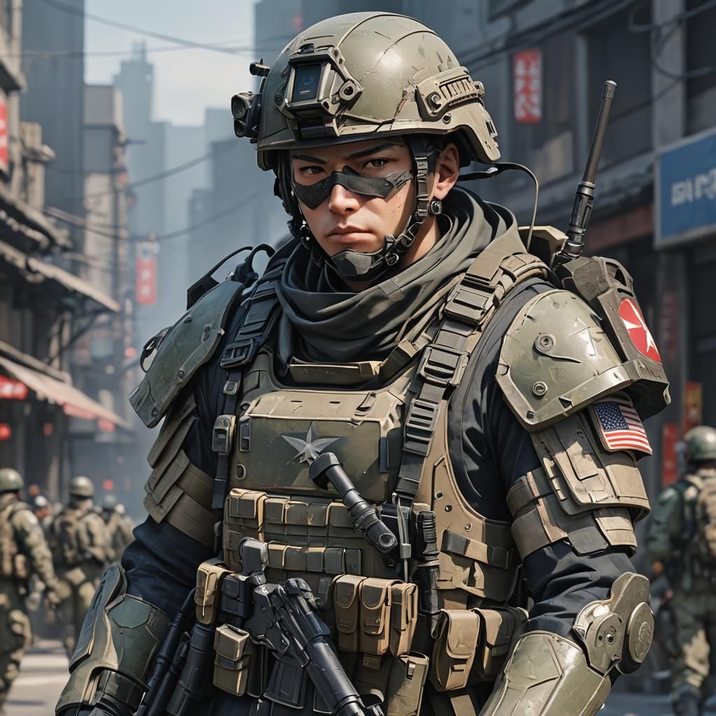 Anime Soldier in Detailed 3D Art Style