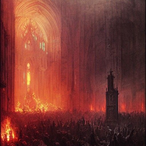 Burning Church in Macabre Style