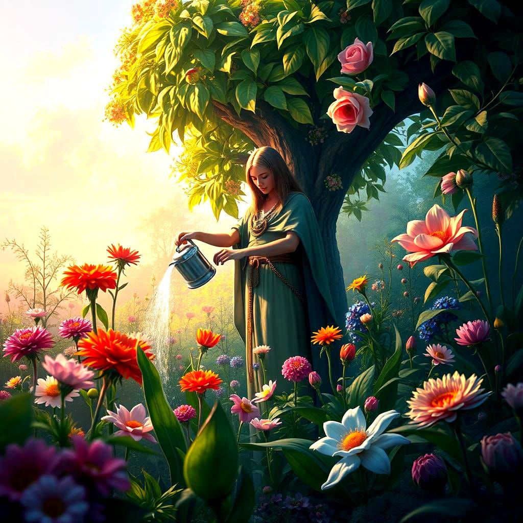 Lush Garden of Support: A Matte Painting