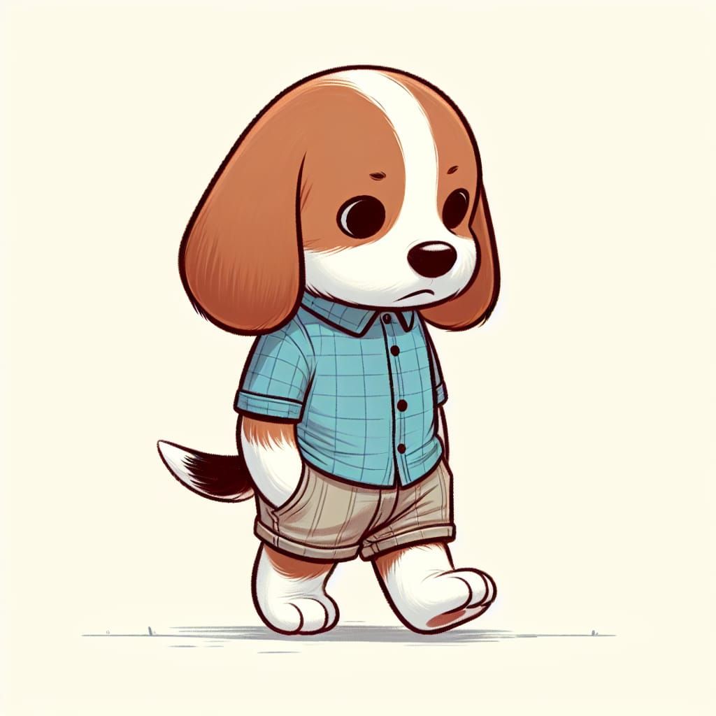 Anthropomorphic Beagle Illustration in Casual Attire