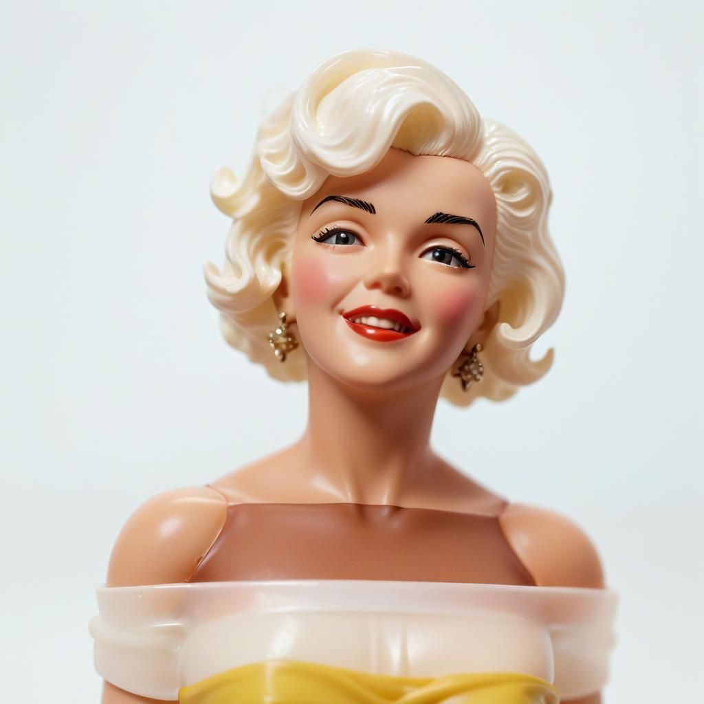 Hyperrealistic Marilyn Monroe as Plastic Action Figure