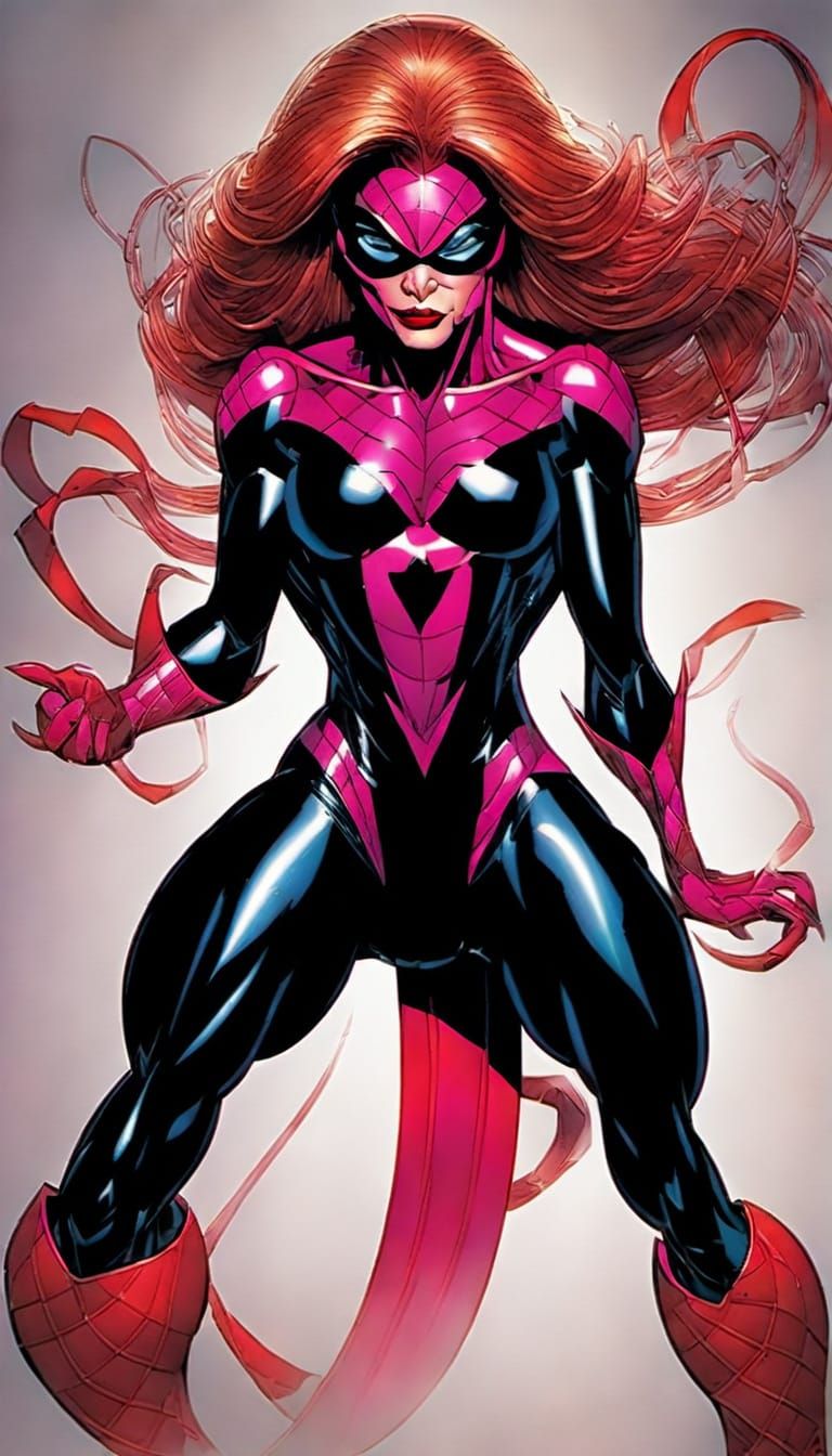 Marvel Comic-Inspired Portrait of a Powerful Lady in Sleek A...