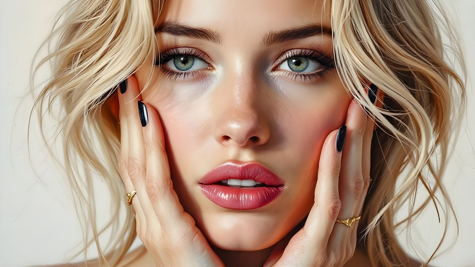 Contemplative Blonde Woman Portrait as Oil Painting