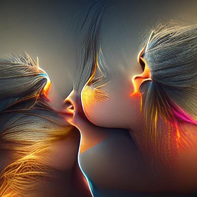 Two Girls Kissing: High-Resolution Render