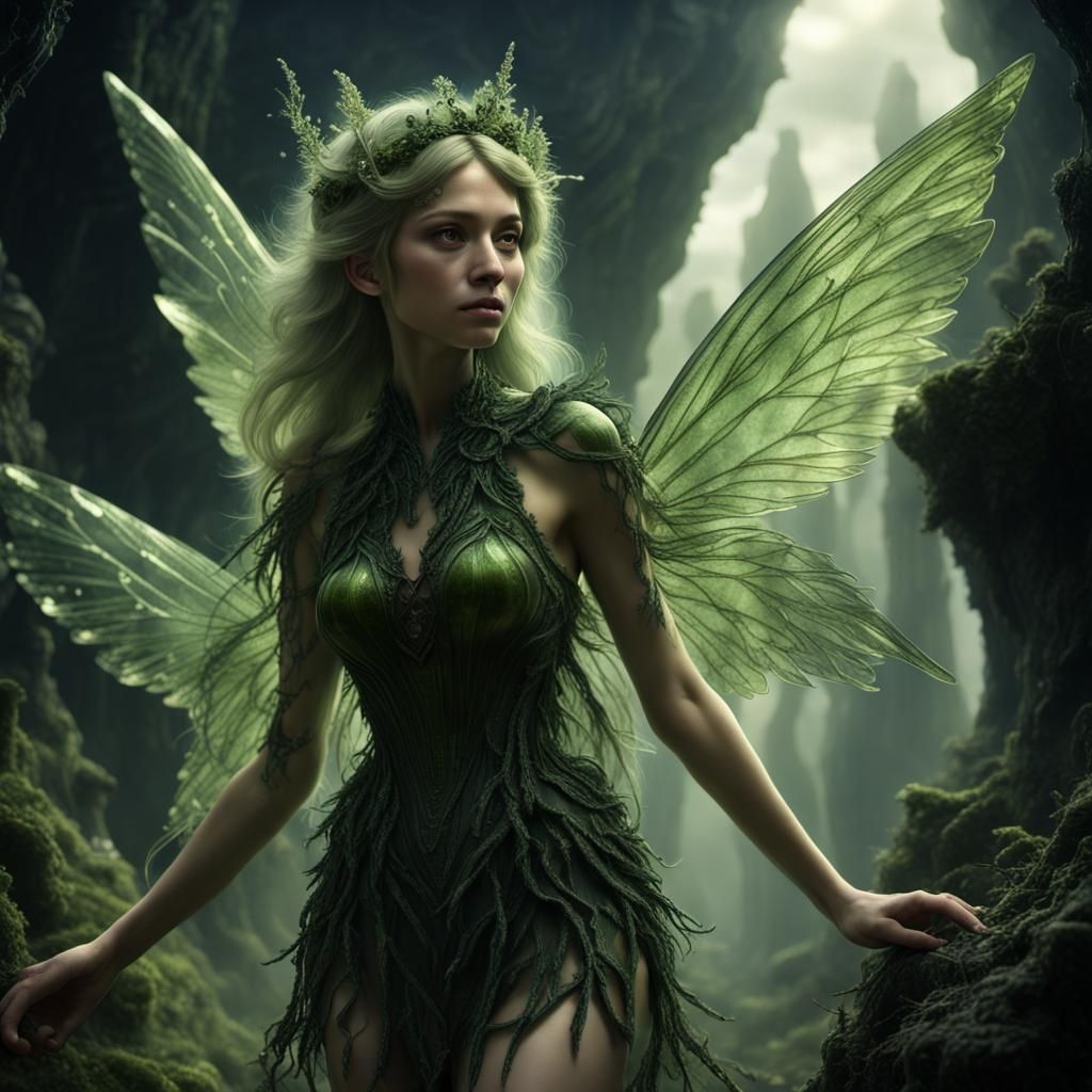 Moldavite Crystal Fairy: Epic Digital Matte Painting