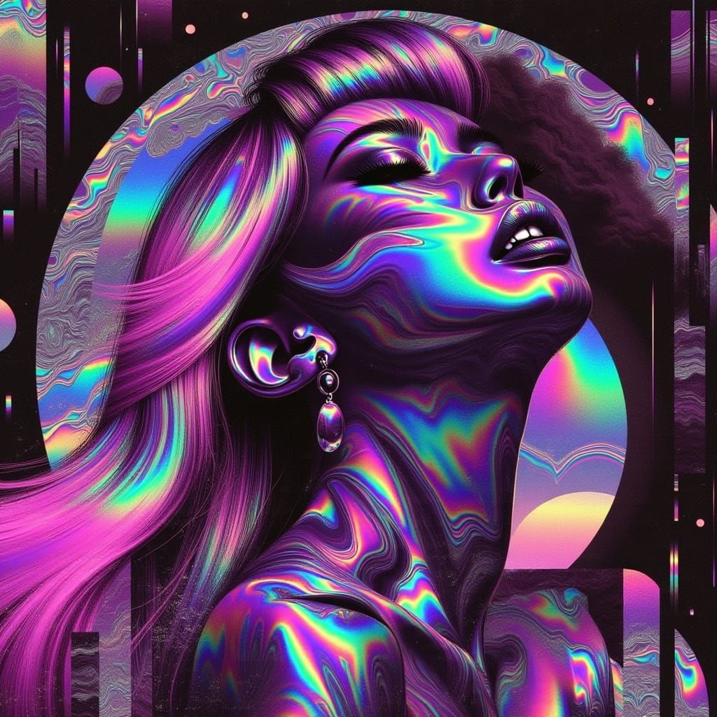 Retro-Futuristic Zebra Model in Glitchcore Style