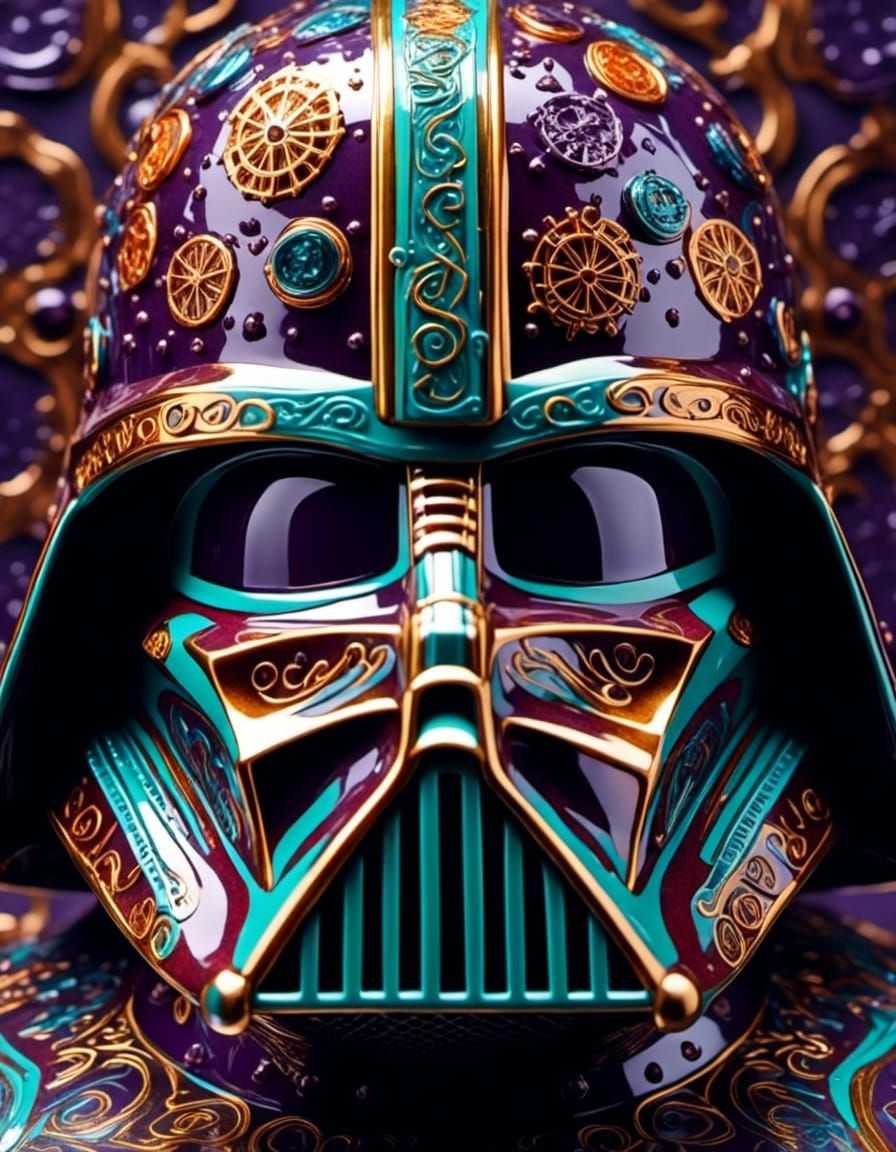 Hyperrealistic, intricately detailed, plum purple darth vade...