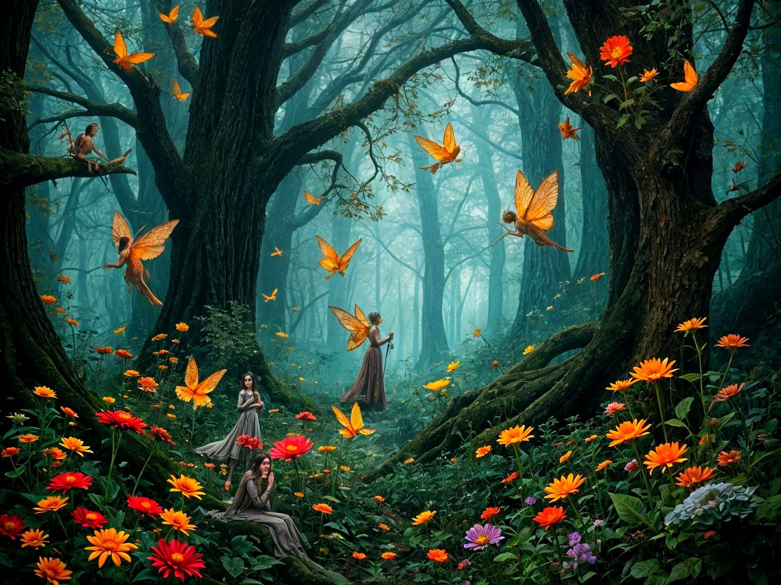 Whimsical Dark Fantasy in a Mysterious Fairyland Forest