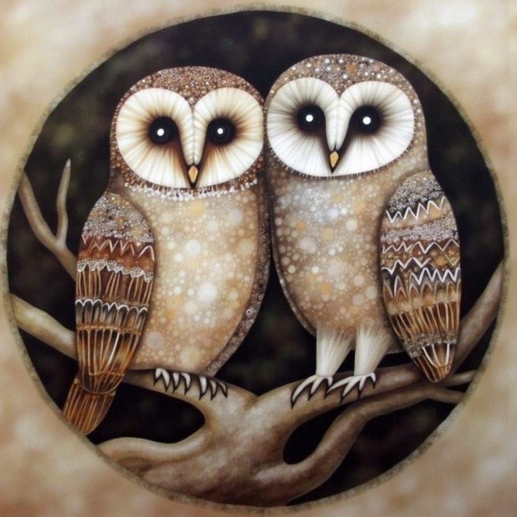 Intricate Owls in Fairytale Graphite Art