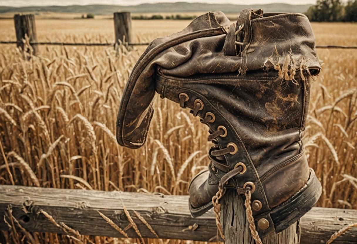 Vintage Sepia Still Life of Old Boot