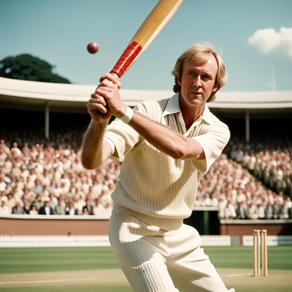 Fifth Doctor in Sunlit Cricket Stadium