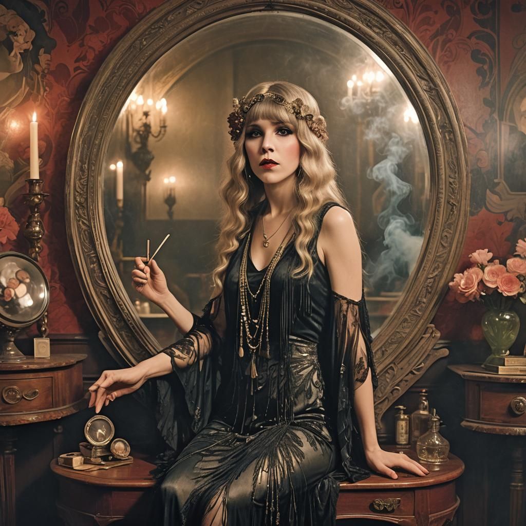 Flapper Witchcraft in Mucha Style