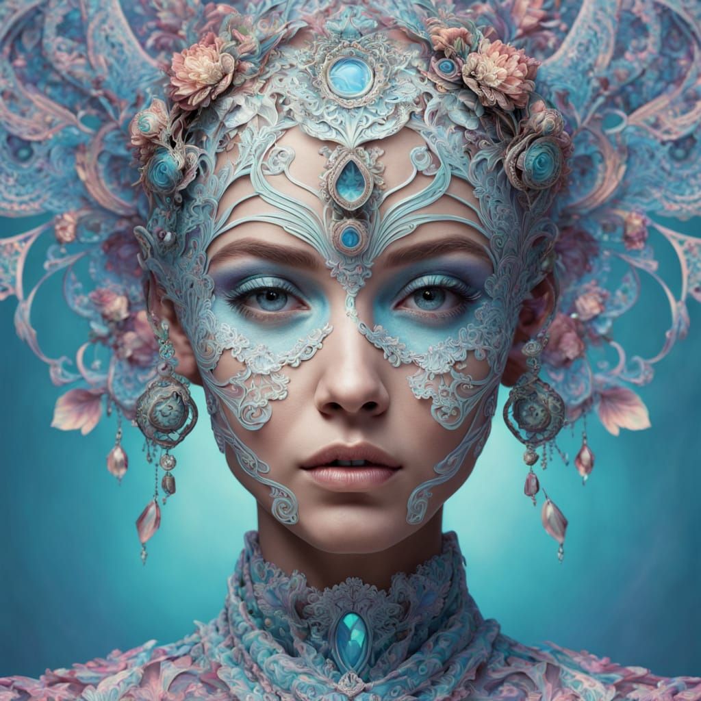 Vibrant Woman in Dreamlike Macro Art