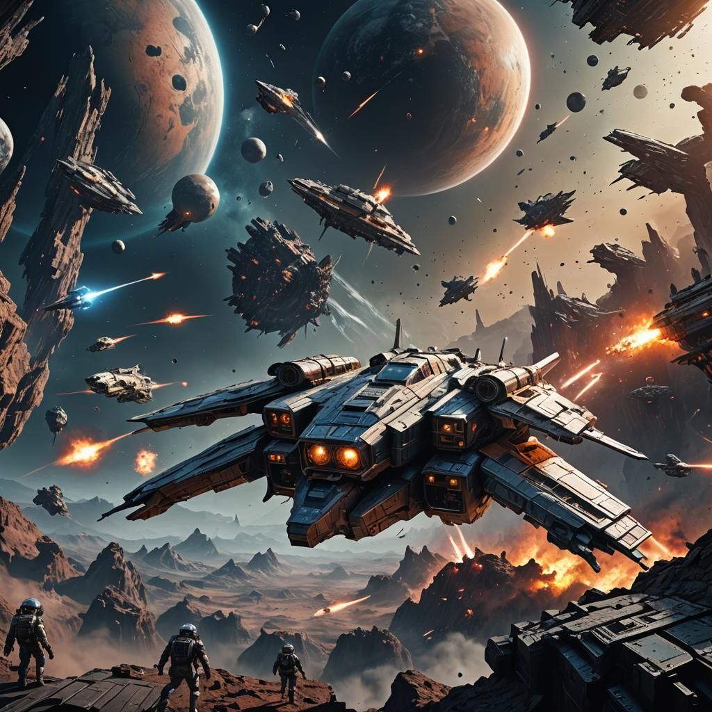 Space War on Mars: Detailed Matte Painting