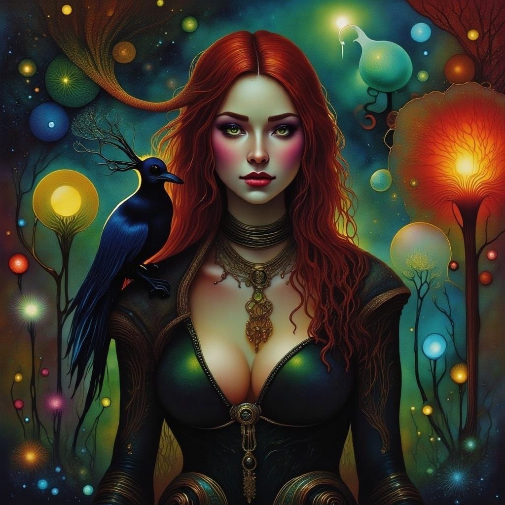 Gypsy Fortune Teller in Cyberpunk Style