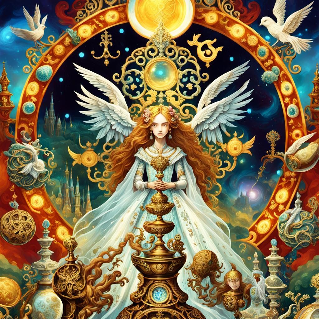 Ethereal Wedding of Divine Twins in Rococo Fantasy