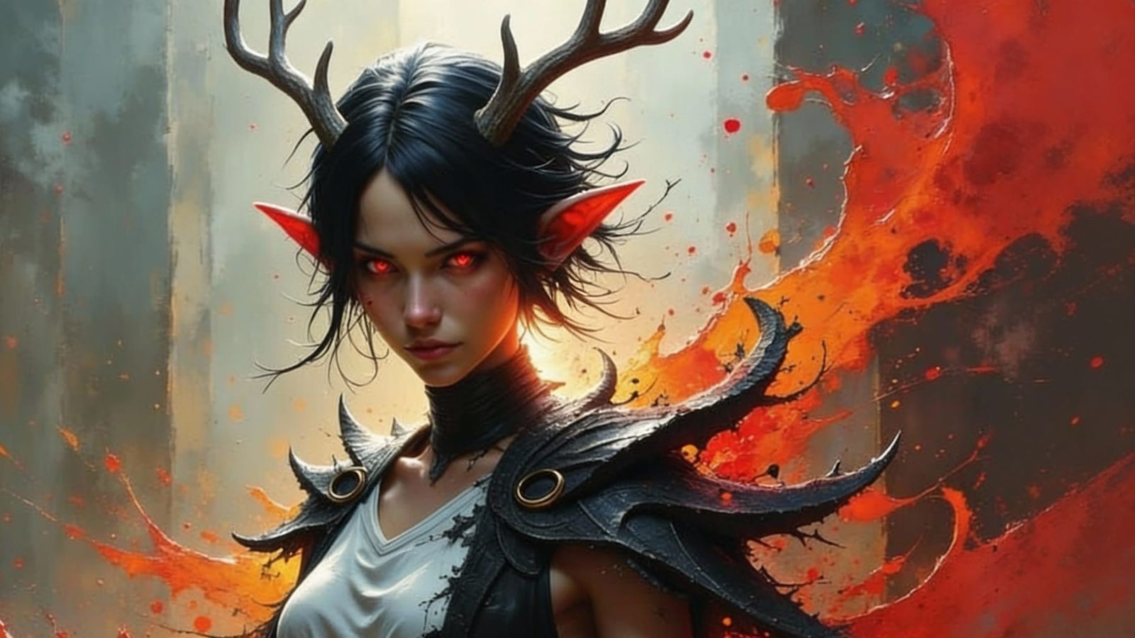 Fantasy Character Portrait in Dramatic Oil Painting Style