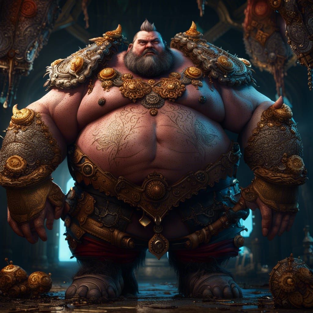 Detailed Matte Painting of a Heavy Man
