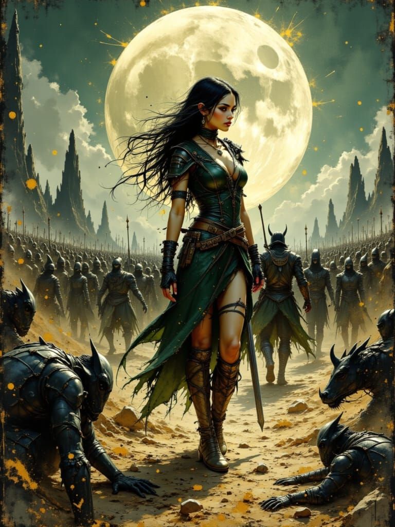 Ethereal Moonlit Warrior Engages in Battle