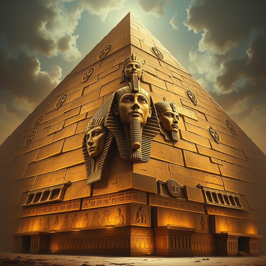 Ancient Egyptian Pyramid Faces of Gods in Epic Style