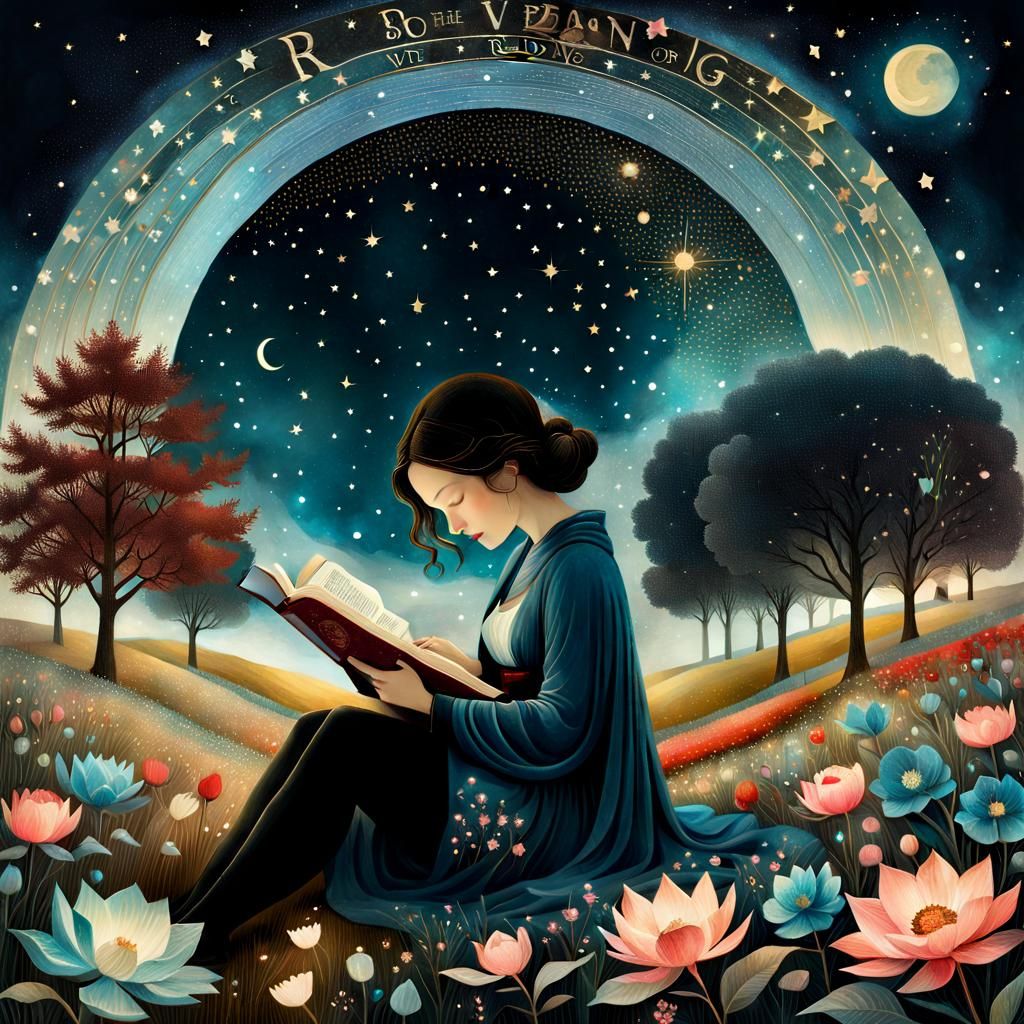 Magical Cat Reading: A Whimsical Collage