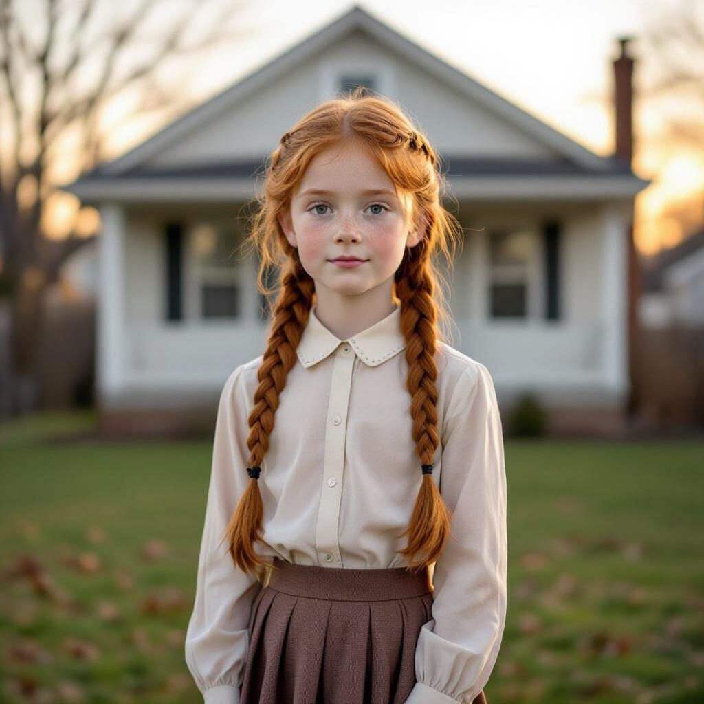 Ultra-Realistic Portrait of a Young Girl in Golden Hour Ligh...