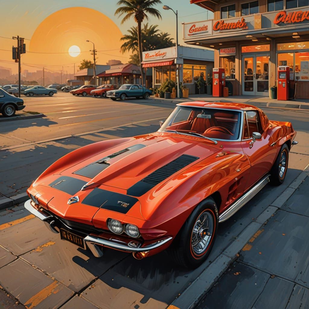 Classic Corvette at Sunset