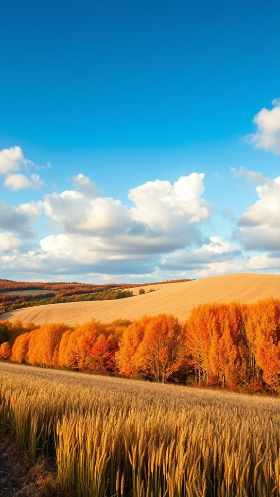 Golden Autumn Countryside in Vibrant Colors