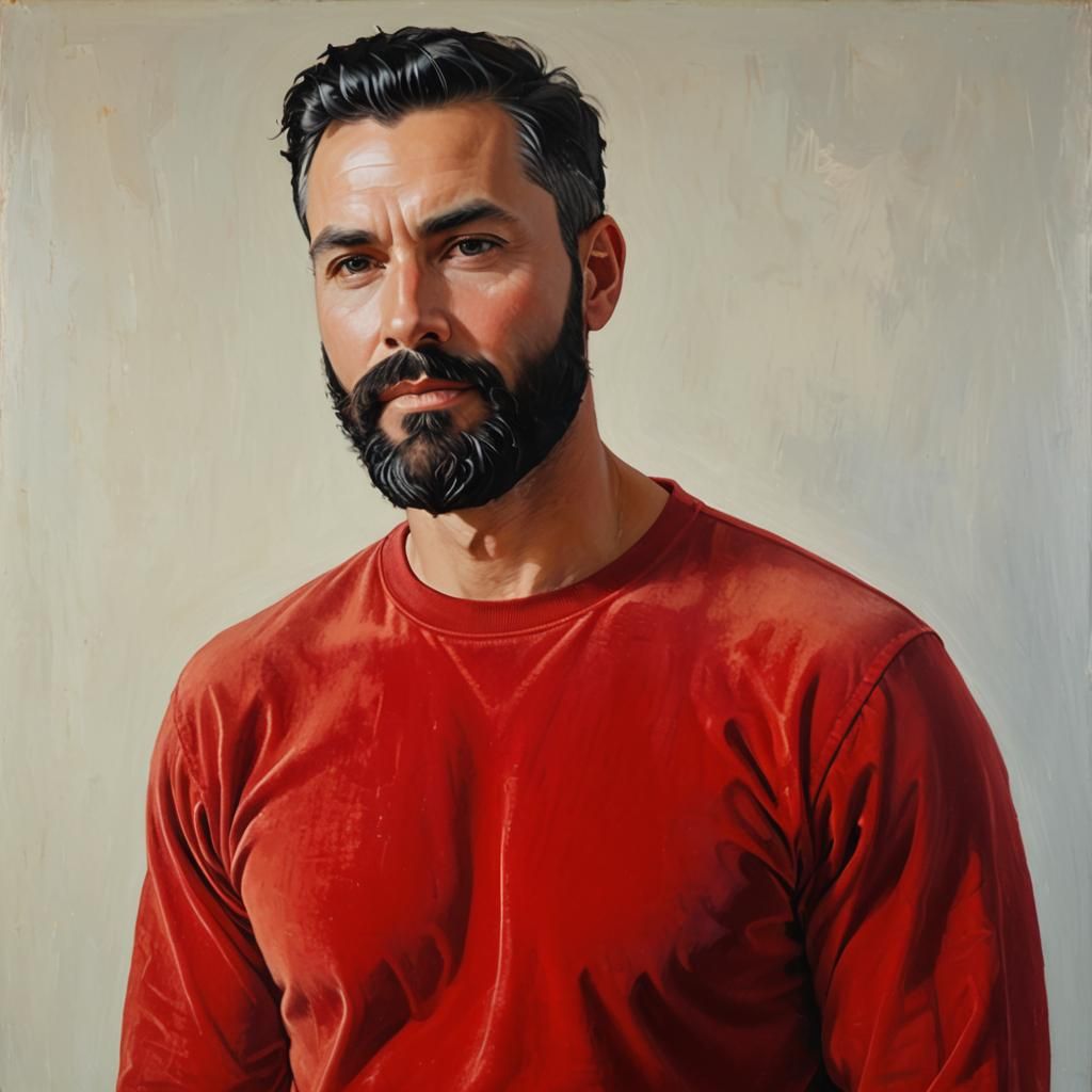 Majestic Bearded Man Portrait in Oil Painting