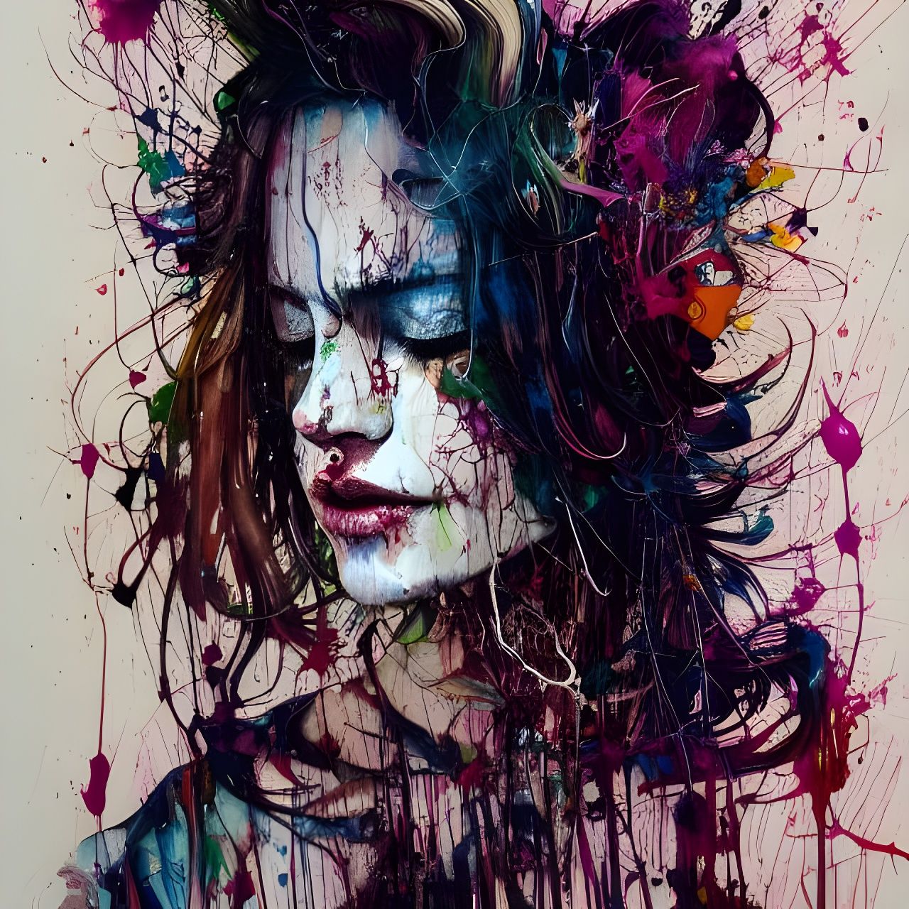 Expressive Mixed Media Portrait in Digital Art