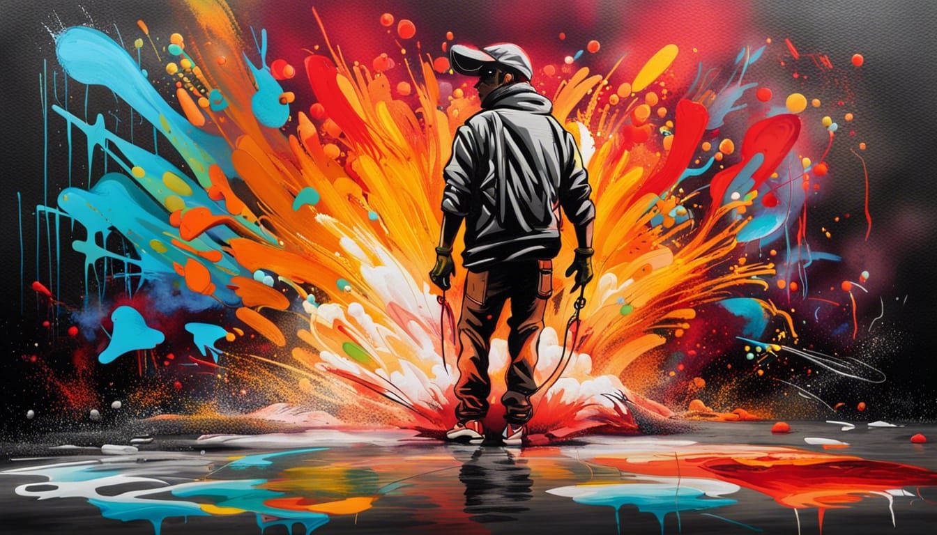 Fiery Passion Graffiti Art with Polychromatic Colors