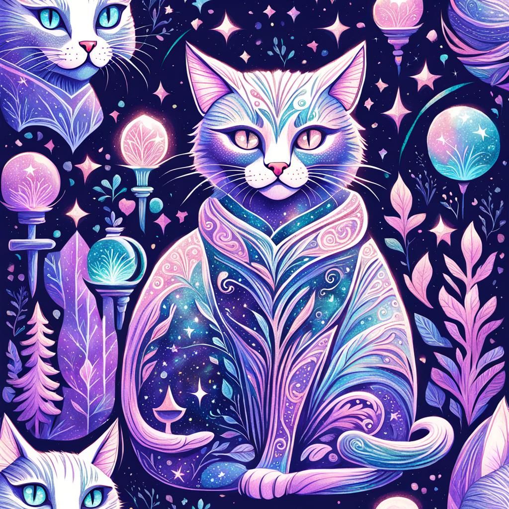Magical Cats in Fantasy Illustration