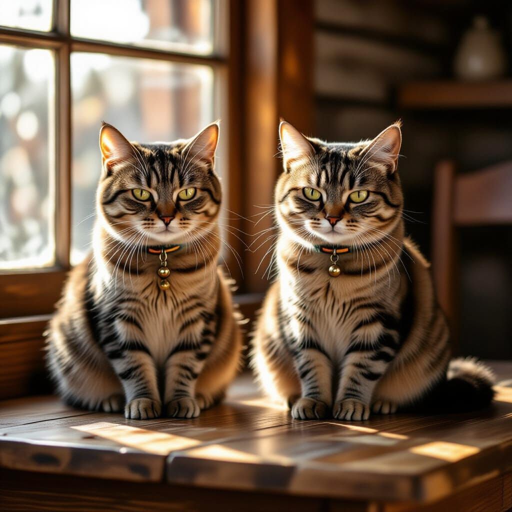 Annoyed Cats Portrait in Classical Style