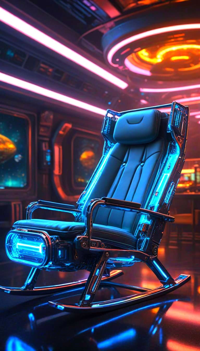 Neon Crystal Spaceship Soaring Through Nebula in Cyberpunk S...