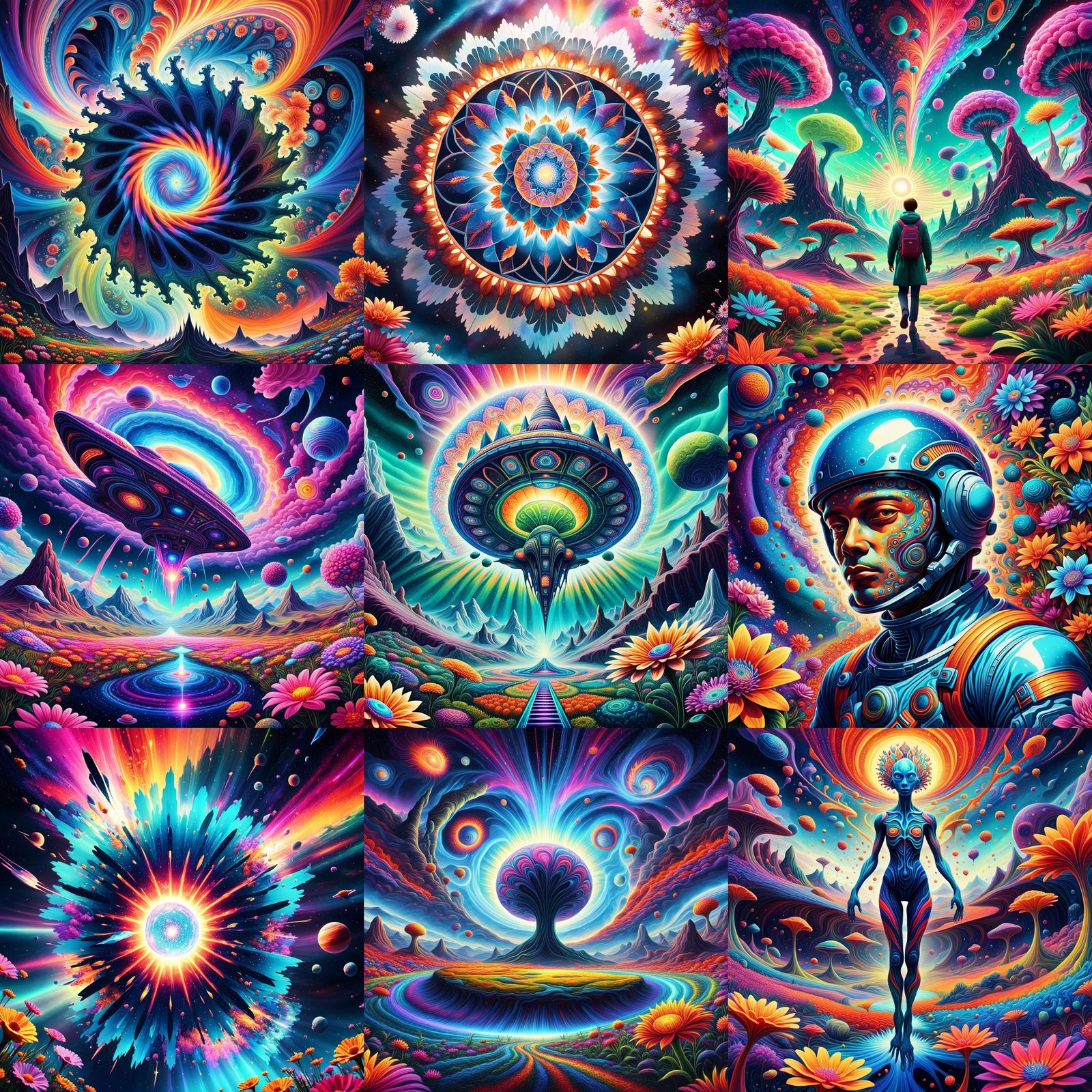 Vibrant Alien Landscape in a Psychedelic Style