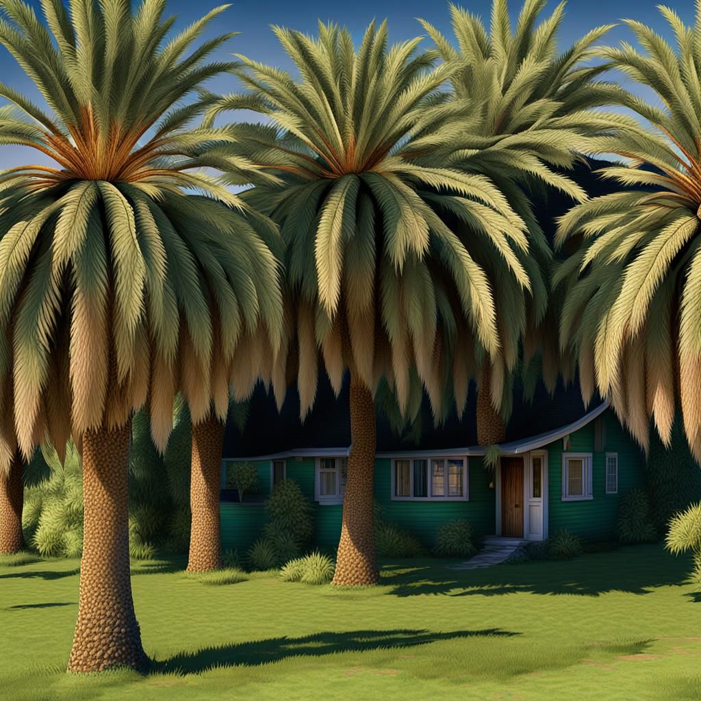 Palm Trees in Washington Orchard: Airbrush Art