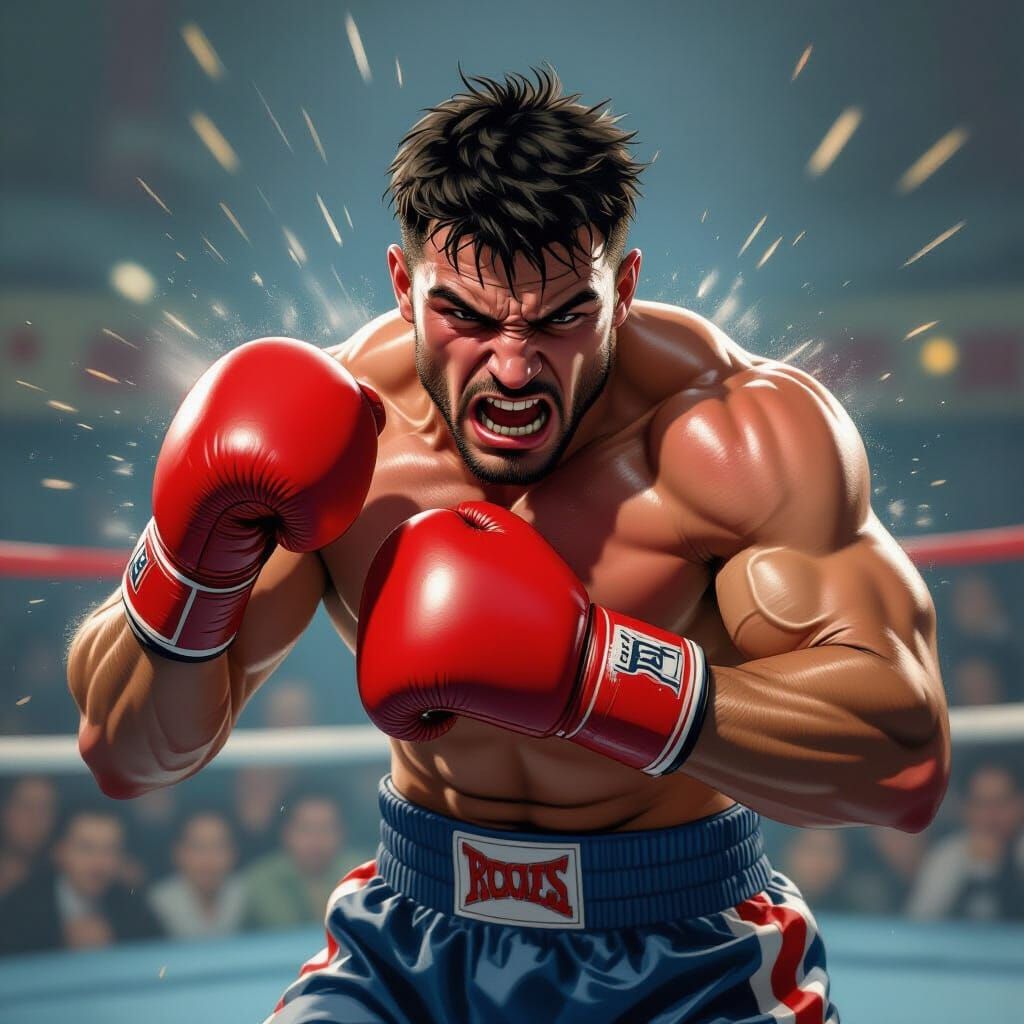 Intense Boxer Punch in Jack Kirby Style