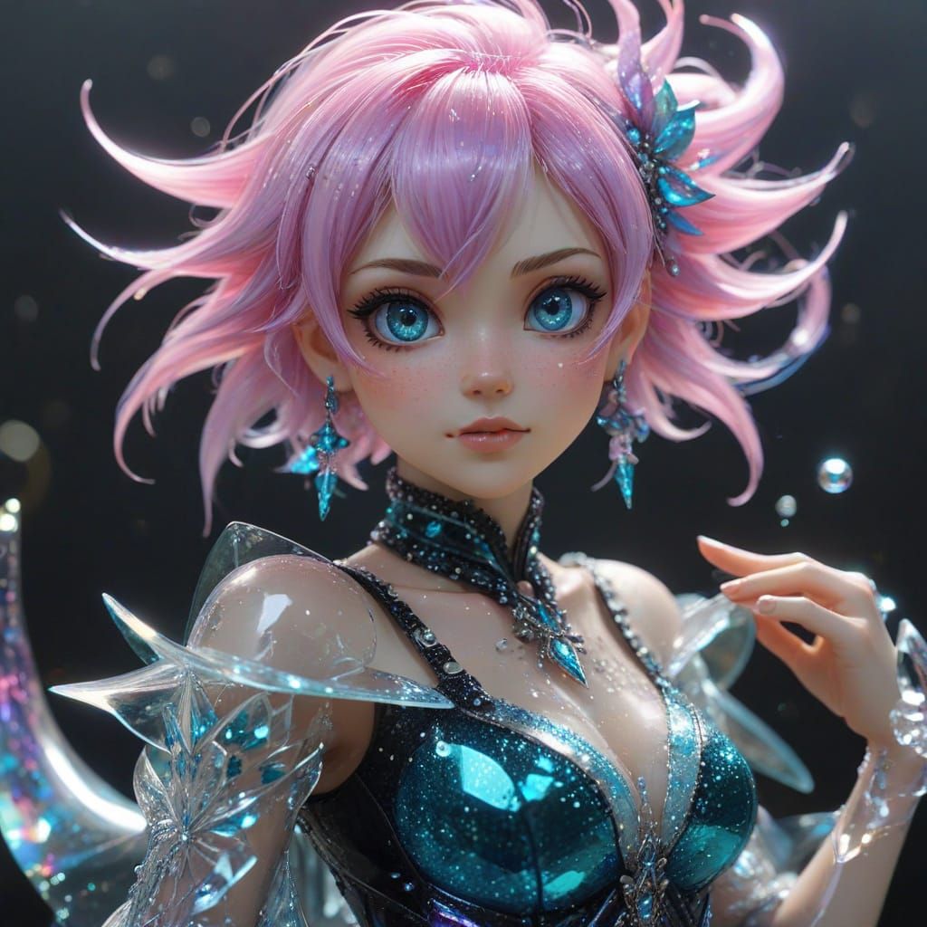 Effervescent Fairypunk Sorceress in Vibrant Glass