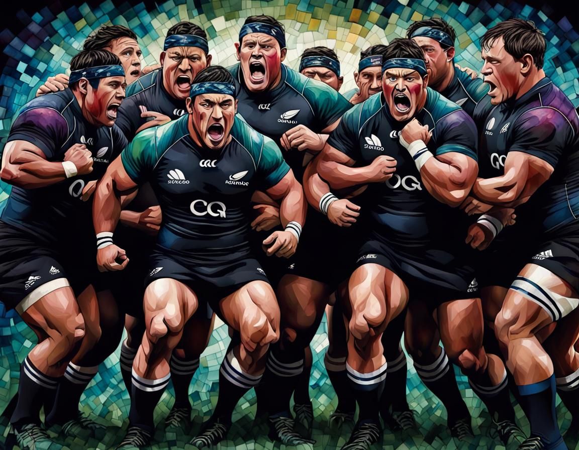 New Zealand Rugby Haka in Cubist Style