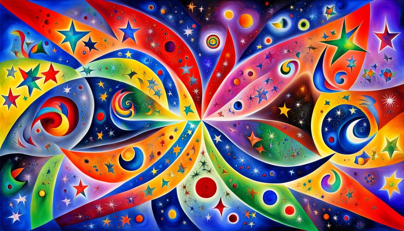 Cosmic Stars Dance in Rainbow Fractal