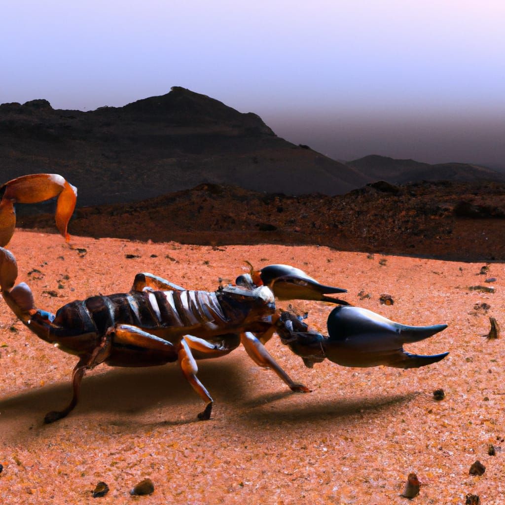 Xenomorphic Scorpion in Alien Desert Landscape