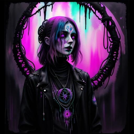 Psychedelic Aetherpunk Dreamscape in Mixed Media